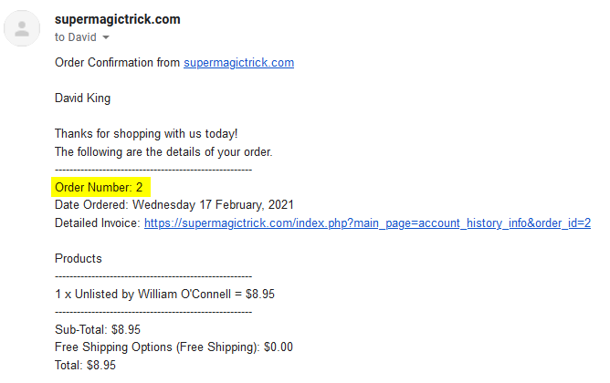 Email receipt from Super Magic